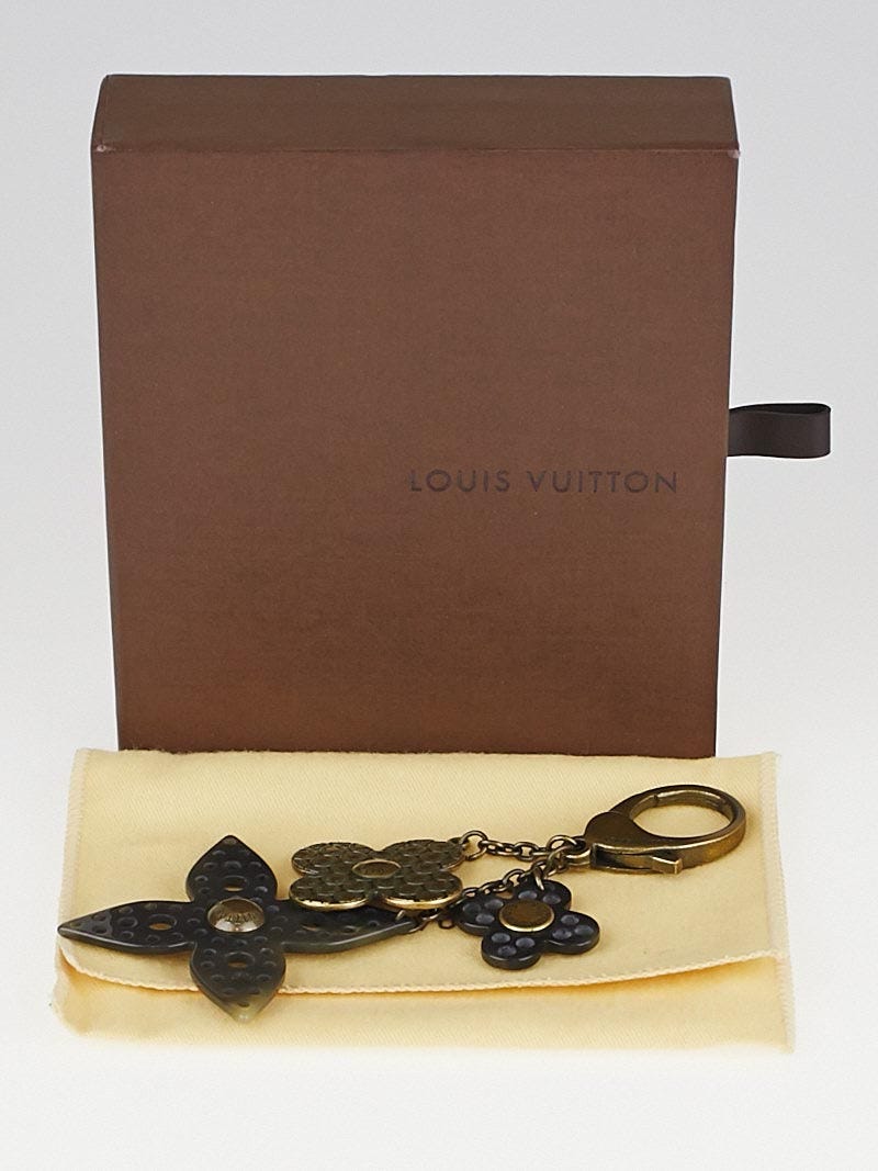 Louis Vuitton Antique Brass Rock Flower Key Chain and Bag Charm