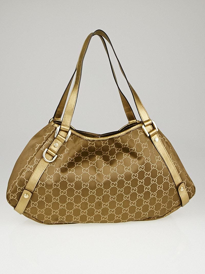 Gucci Brown/Gold GG Canvas Medium Abbey Tote Bag | Yoogi's Closet
