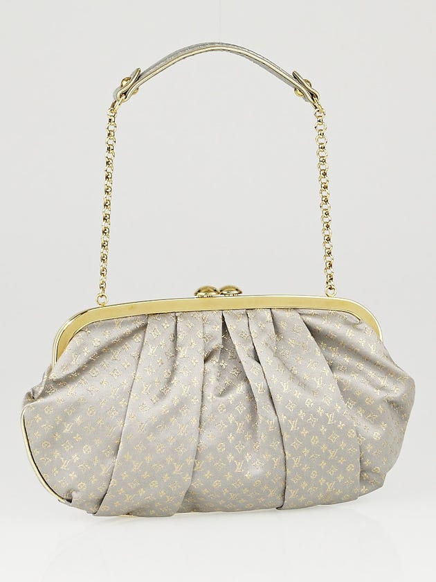 Louis Vuitton Limited Edition Silver Monogram Satin Aumoniere Evening Bag