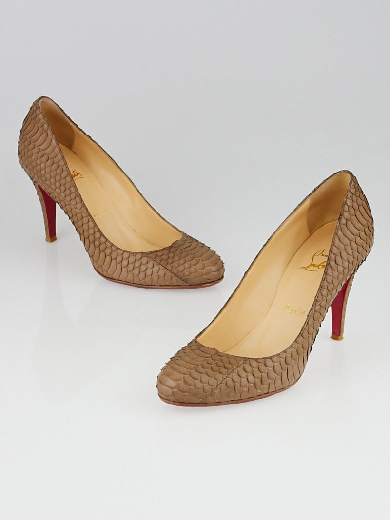 Christian Louboutin Camel Watersnake Ron Ron 85 Pumps Size 7 37.5 Yoogi s Closet