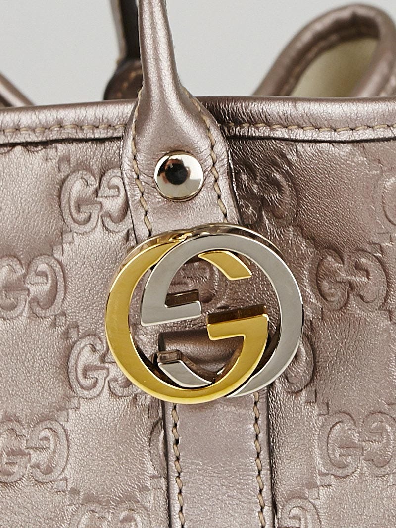 Gucci Metallic Pale Purple Guccissima Leather GG Twins Medium Tote Bag Yoogi s Closet