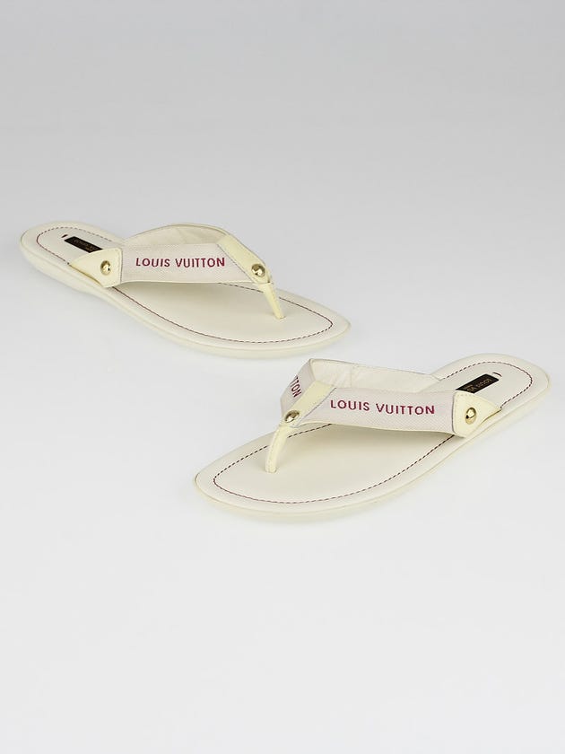 Louis Vuitton White Canvas Flat Thong Sandals Size 5.5/36