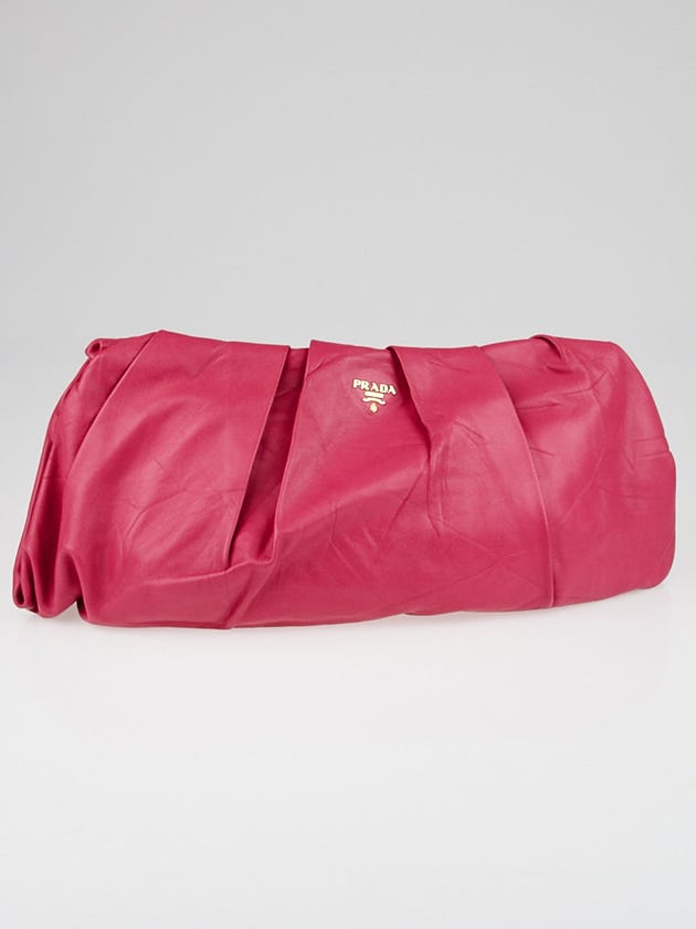 Prada Cera Nappa Leather Gathered Clutch Bag BP521M