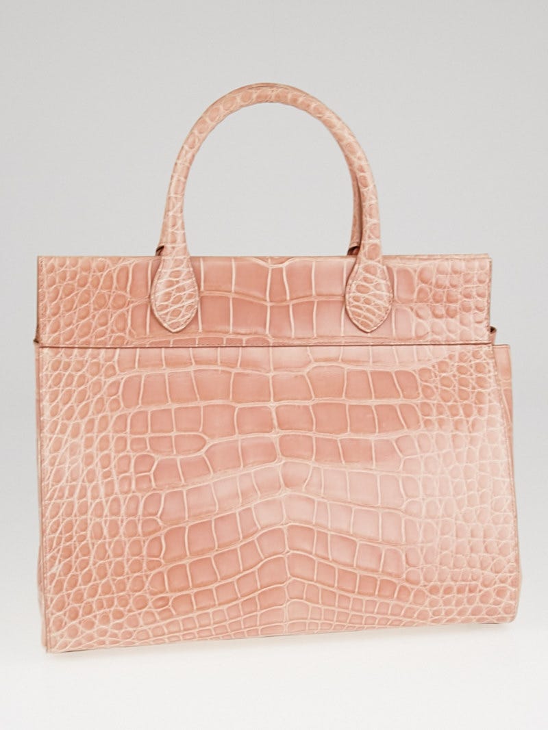 Alaïa Pink Patent Alligator Structured Tote Bag | Yoogi's Closet