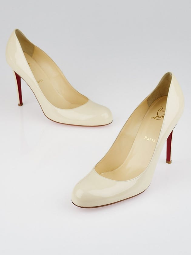 Christian Louboutin Bone Patent Leather Simple 100 Pumps Size 11/41.5