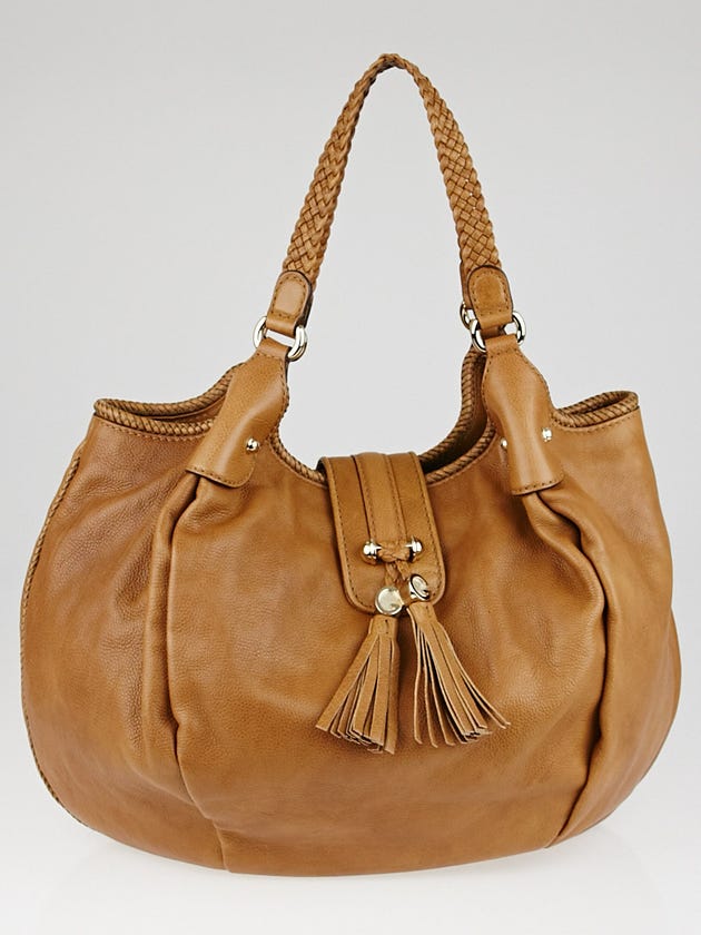 Gucci Light Brown Leather Marrakech Large Hobo Bag