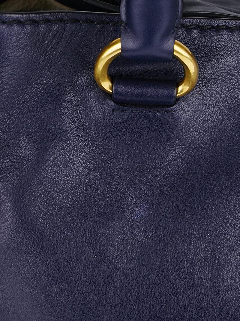 Prada Navy Baltico Soft Calf Leather Tote Prada