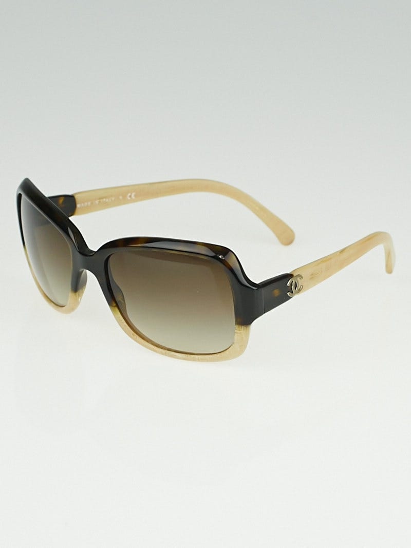 Chanel Sunglasses with CC logo brown beige style Chanel CC and Letter Logo Shield Sunglasses Dark Tortoise  main image 4