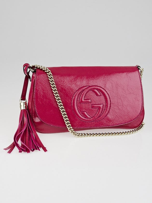 Gucci Pink Patent Leather Soho Chain Shoulder Crossbody Bag