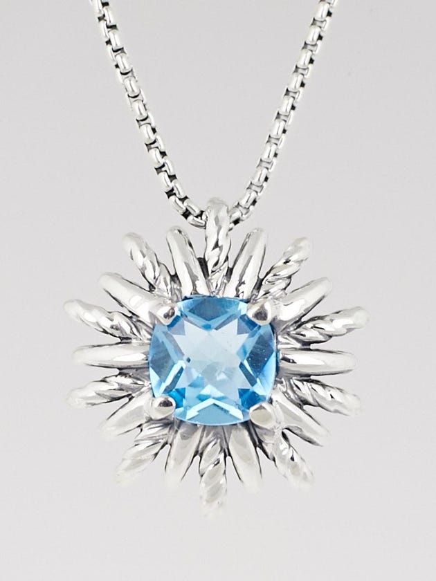 David Yurman Sterling Silver and Blue Topaz Starburst Pendant Necklace