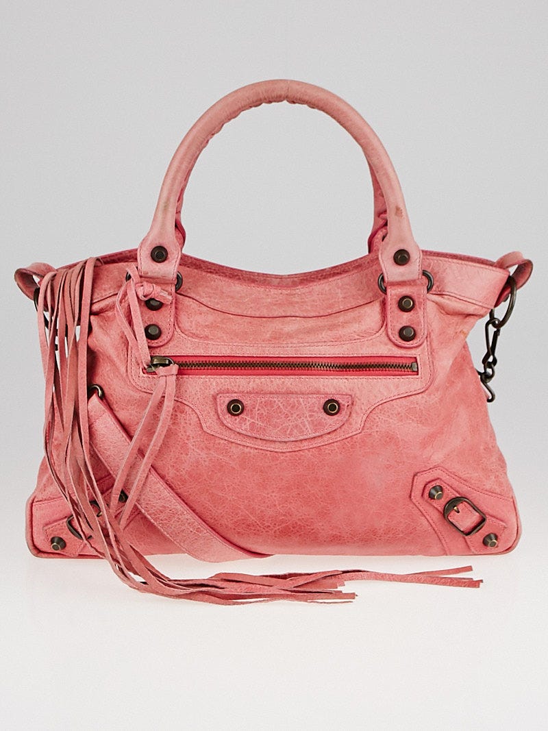 Balenciaga Grenadine Lambskin Leather Motorcycle Town Bag