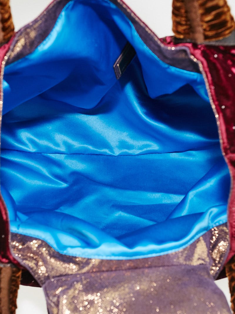 Fendi Limited Edition Bordeaux Velvet Embroidered Squirrel Spy Bag