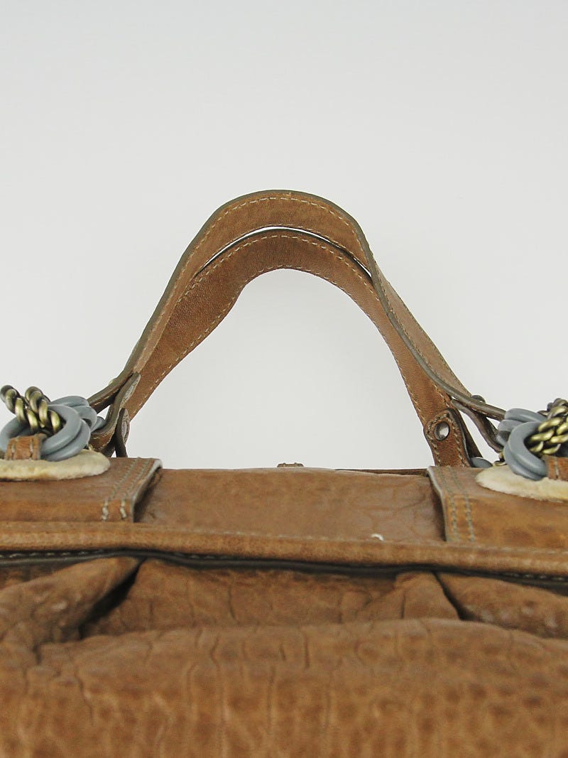 Fendi Limited Edition Brown Leather and Velvet Flower