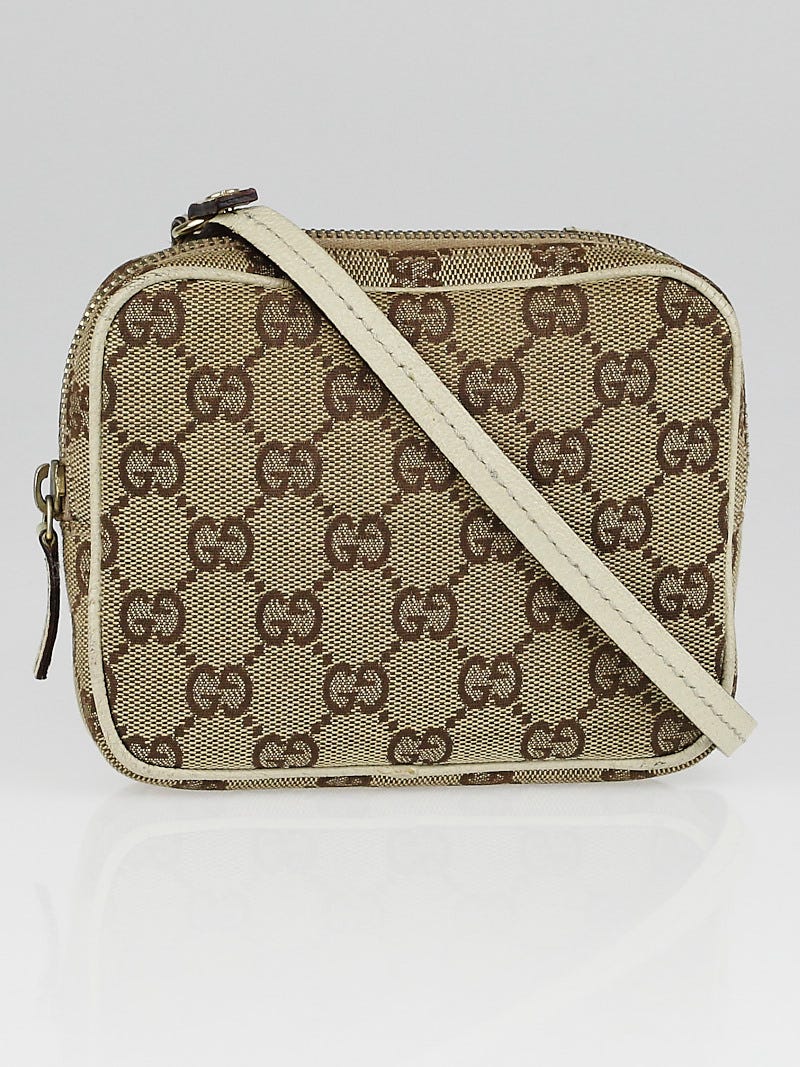 Gucci Beige White GG Canvas Mini Messenger Bag Yoogi s Closet