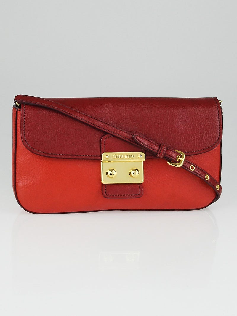 Miu Miu Red Madras Goatskin Leather Bandoliera Crossbody Bag Yoogi s Closet