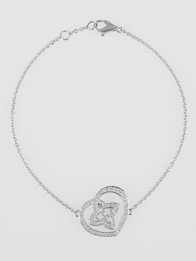 Louis Vuitton 18k White Gold and Diamond Heart Bracelet - Yoogi's Closet