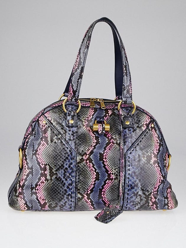 Yves Saint Laurent Blue/Pink Python Large Muse Bag