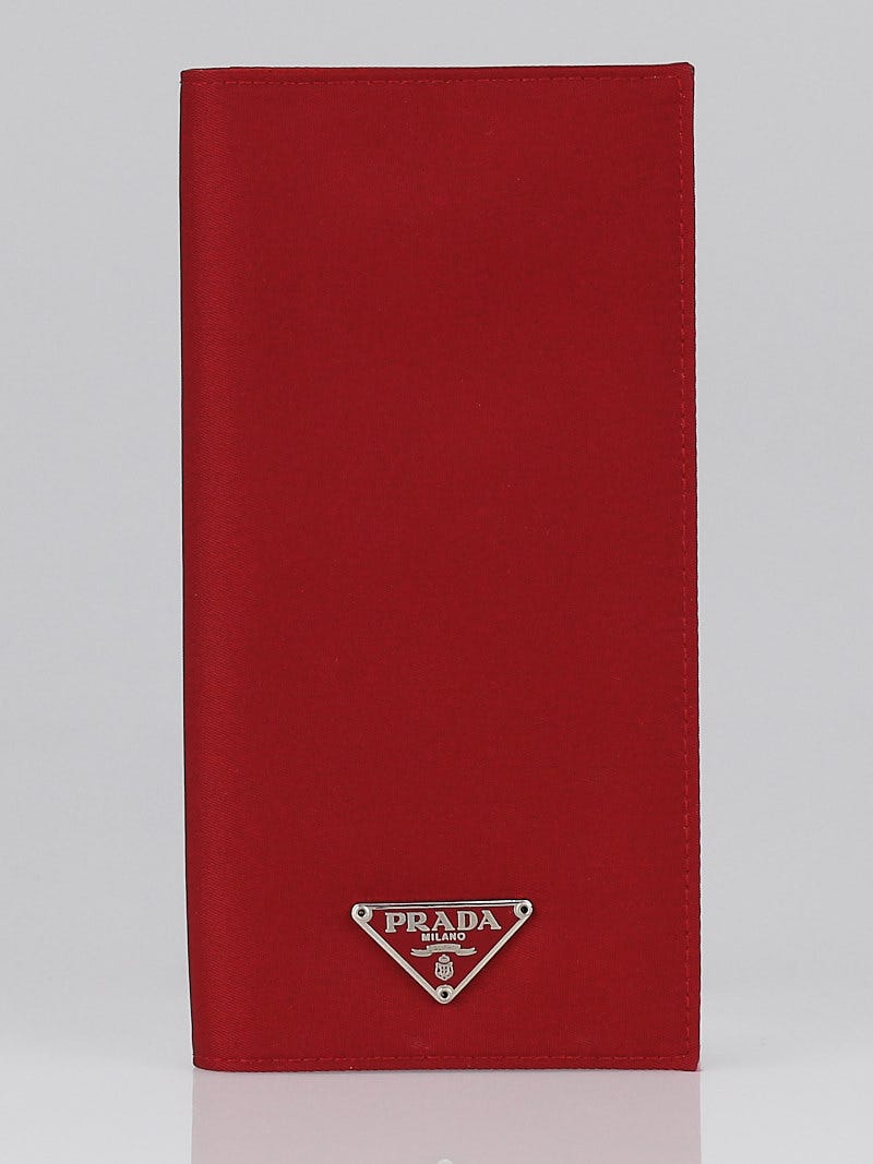 Prada Scarlatto Tessuto Nylon Checkbook Cover Wallet M452 Yoogi s Closet