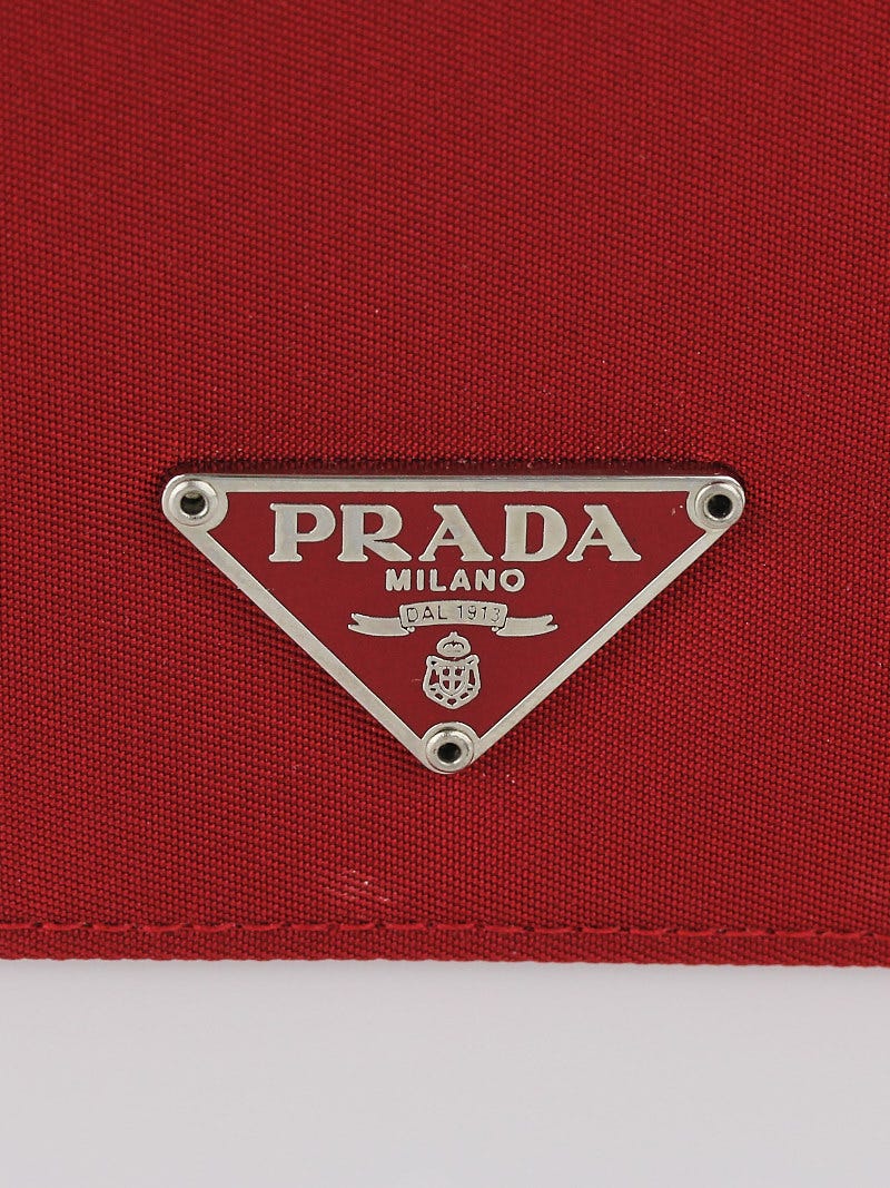 Prada Scarlatto Tessuto Nylon Checkbook Cover Wallet M452