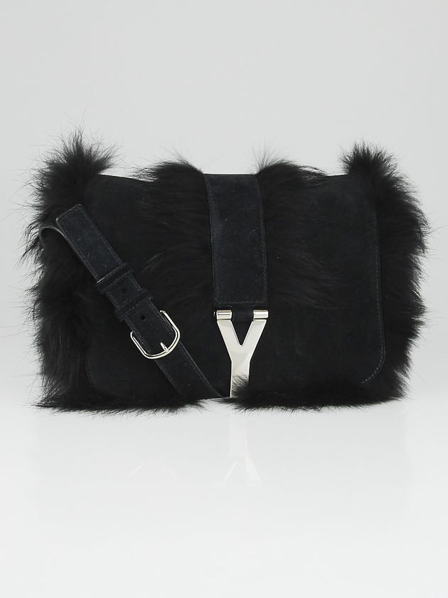Yves Saint Laurent Black Fox Fur and Leather Chyc Flap Bag