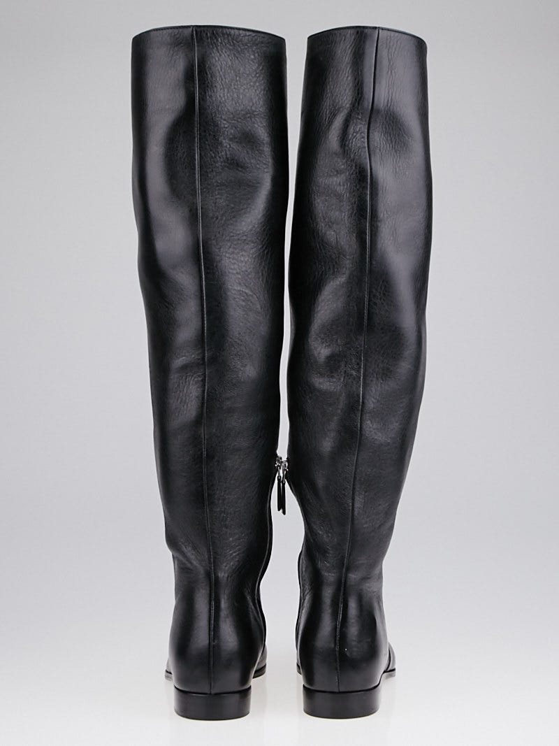 最新入荷商品一覧 | Prada Size Boots Flat Knee-High Toe Pointed Leather Black その他