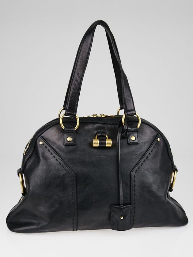 Yves Saint Laurent Black Calfskin Leather Large Muse Bag