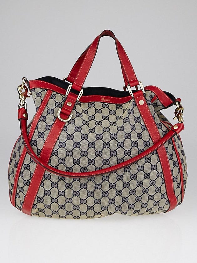 Gucci Blue/Red GG Canvas Convertible Abbey Hobo Bag