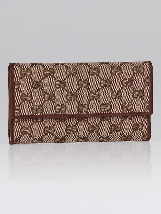 Gucci Beige/Pink GG Canvas Continental Flap Wallet