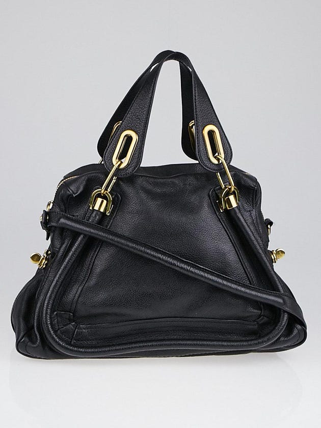 Chloe Black Pebbled Leather Medium Paraty Bag