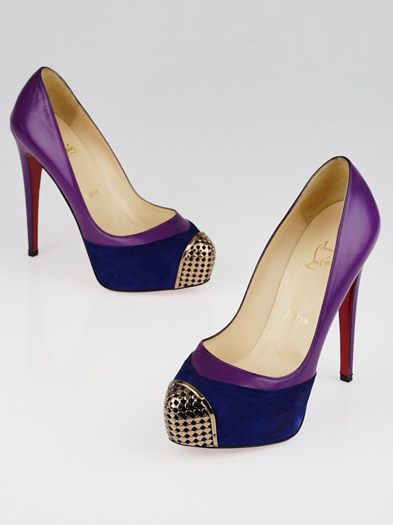 Christian Louboutin Indigo Violet Suede Maggie 140 Pumps Size 6.5
