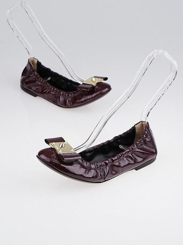 Fendi Bordeaux Patent Leather Ballet Flats Size 8/38.5