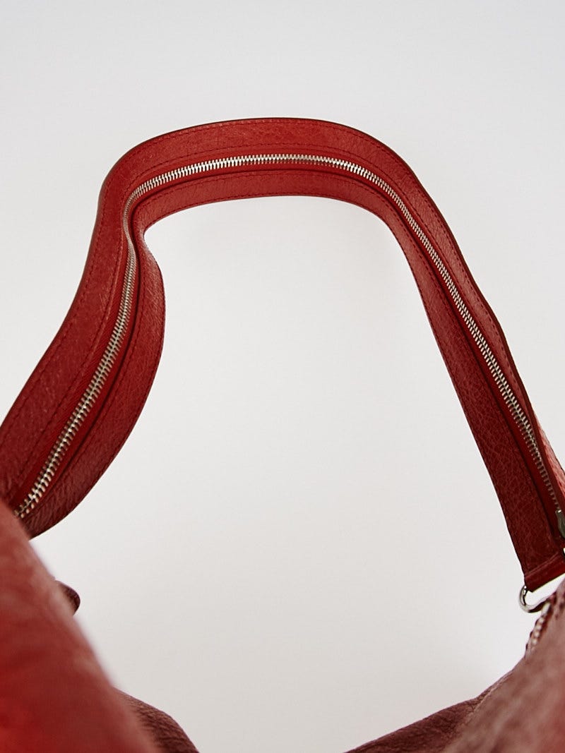 Balenciaga Rouge Ambre Lambskin Leather Giant 12 Silver