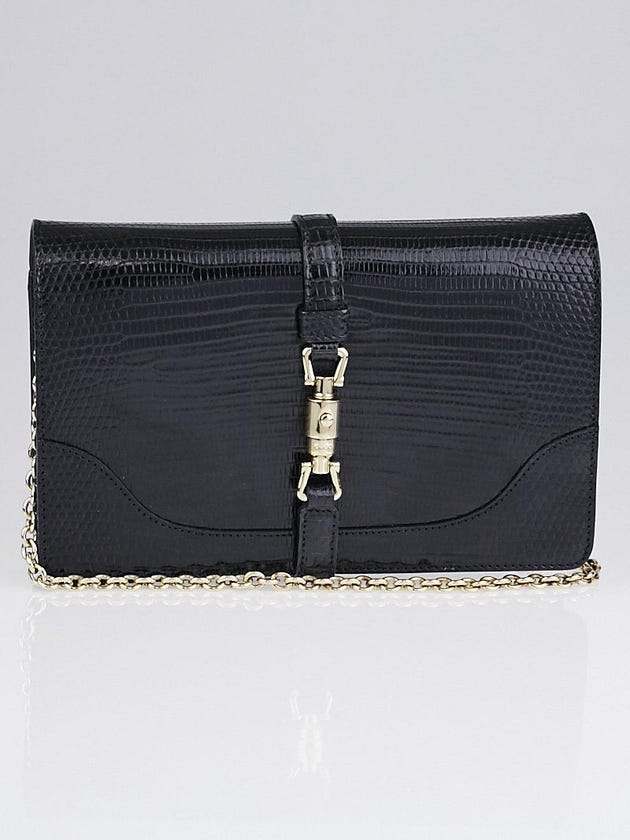 Gucci Black Lizard and Leather Evening Clutch Bag
