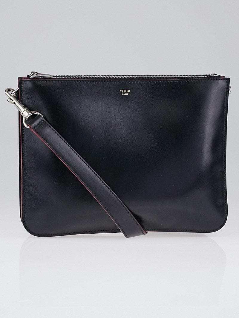 Celine Black Leather Small Trio Crossbody Bag - Yoogi's Closet