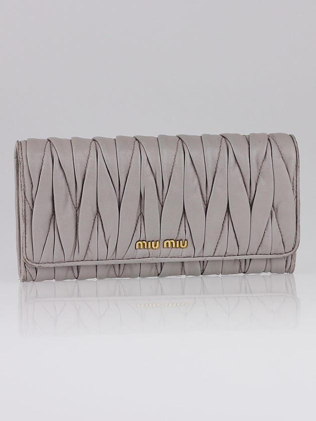Miu Miu Grey Matelasse Quilted Leather Continental Flap Wallet