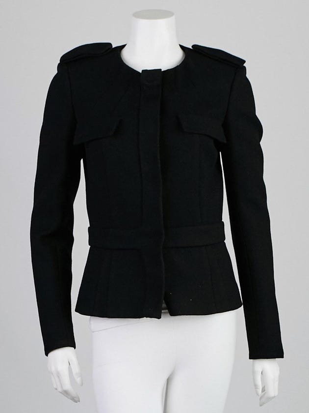 Balenciaga Black Wool Collarless Jacket Size 6/40