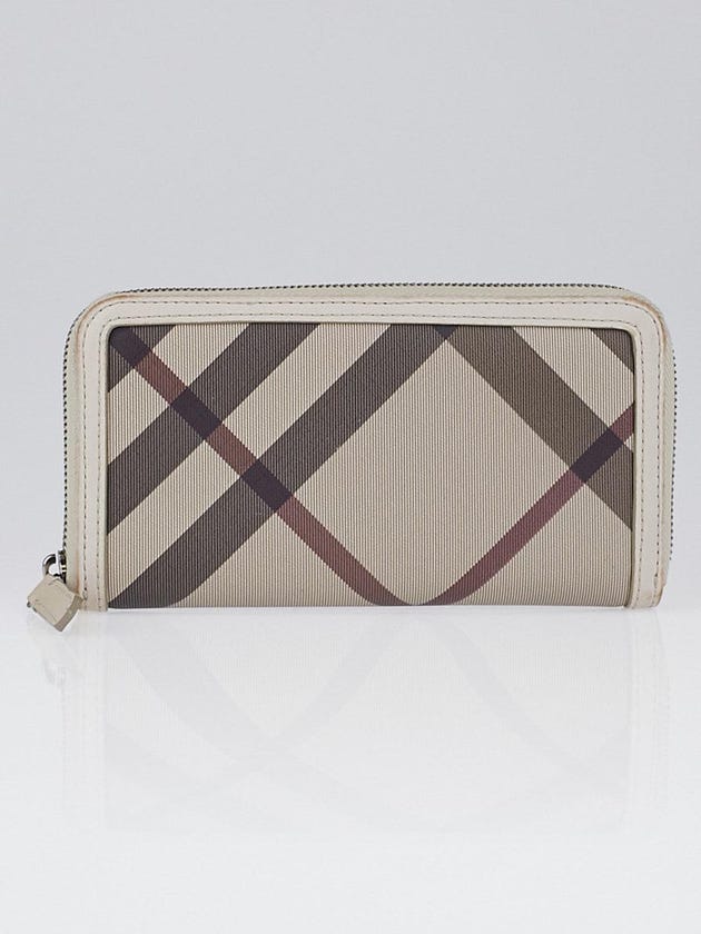 Burberry Trench Smoked Check Coated Canvas Ziggy Large Zip Around Wallet