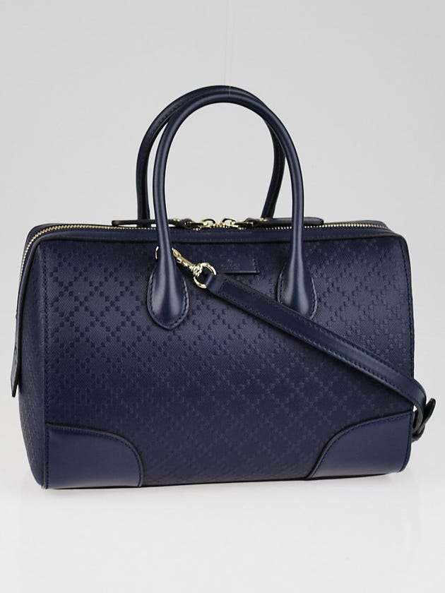Gucci Blue Diamante Leather Top Handle Boston Bag