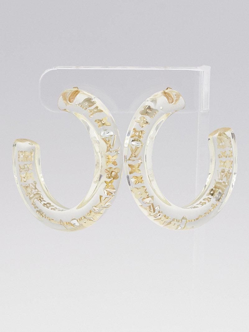 LOUIS VUITTON Metal Nanogram Hoop Earrings Gold 1289934