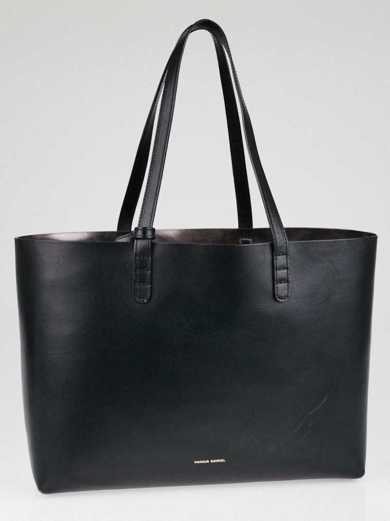 Mansur Gavriel Black Graffite Leather Small Tote Bag Yoogi s Closet