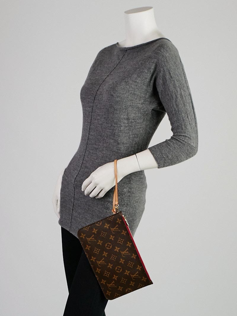 Louis Vuitton Rouge Monogram Canvas Neverfull Pochette Zippered Clutch Bag  - Yoogi's Closet