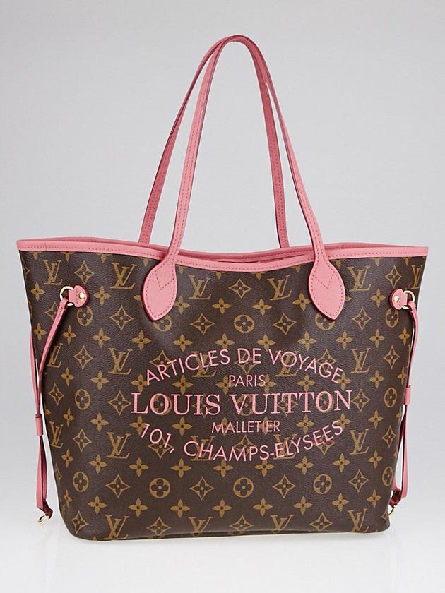 Louis Vuitton Limited Edition Rose Velours Monogram Ikat Neverfull MM Bag