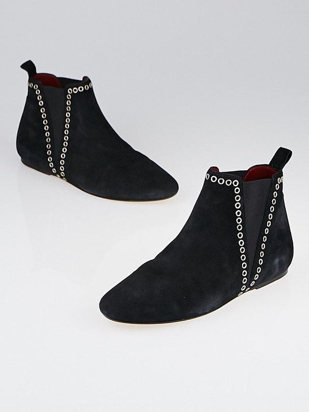 Isabel Marant Black Suede Lars Eyelet Ankle Boots Size 4.5/35