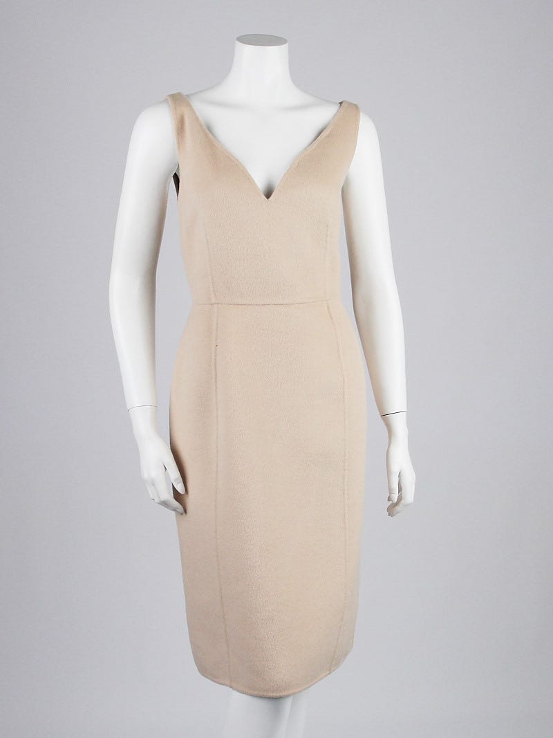Prada Beige Wool and Angora Sleeveless Dress Size 10/44