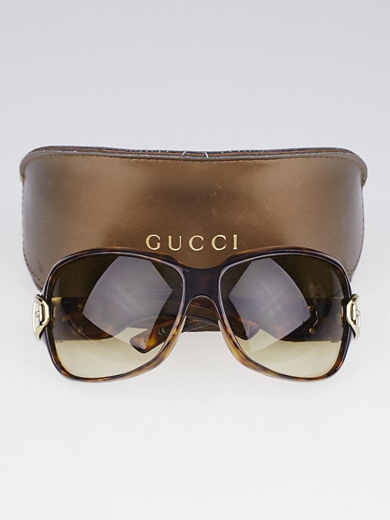 Gucci Brown Tortoise Shell Gradient Tint Buckle Sunglasses  display picture 2