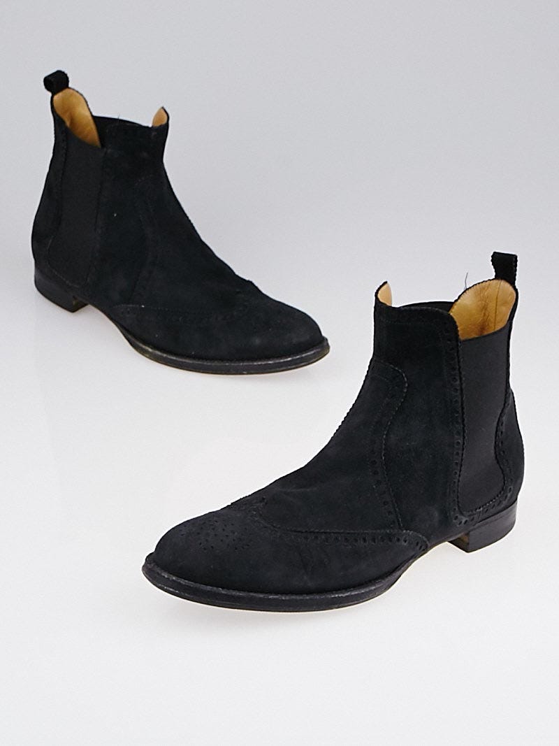 Black Suede Brighton Low Ankle Boots 