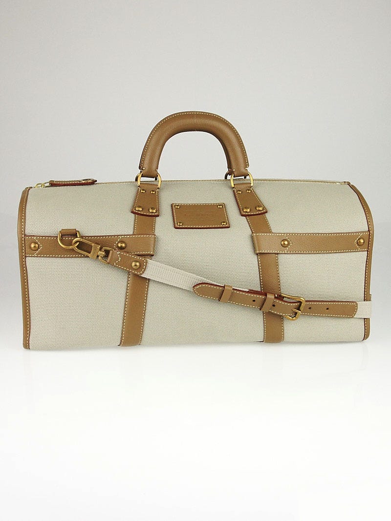 Louis Vuitton Carry All Weekend Bag - brown canvas/beige leather