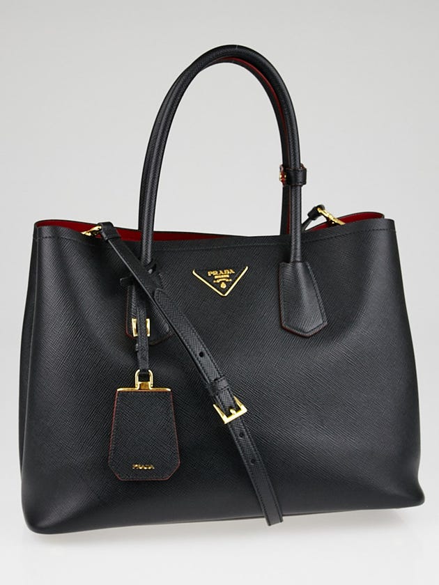 Prada Black Saffiano Leather Double Handle Tote Bag B2756T