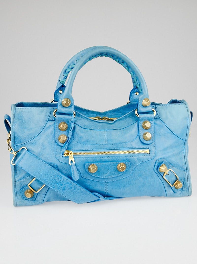 Balenciaga Turquoise Lambskin Leather Giant 21 Part Time Bag
