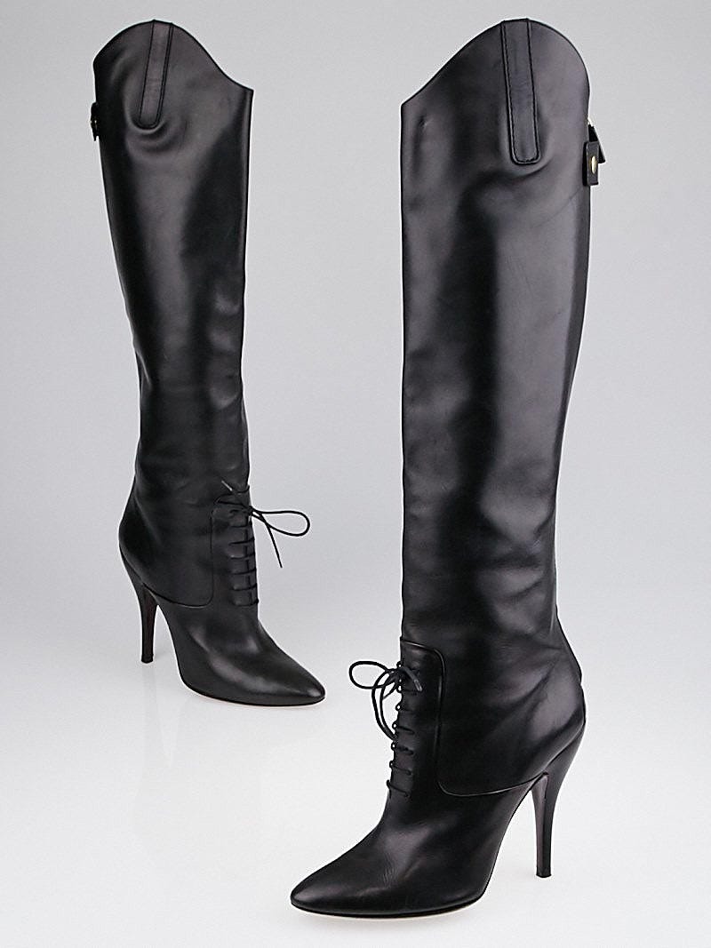 Gucci Black Leather Eliza High Heel Boots Size 9.5 40 Yoogi s Closet